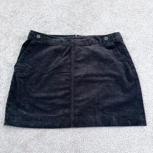 Banana Republic Corduroy Mini Skirt Womens 12 Black Excellent A-Line Pockets
